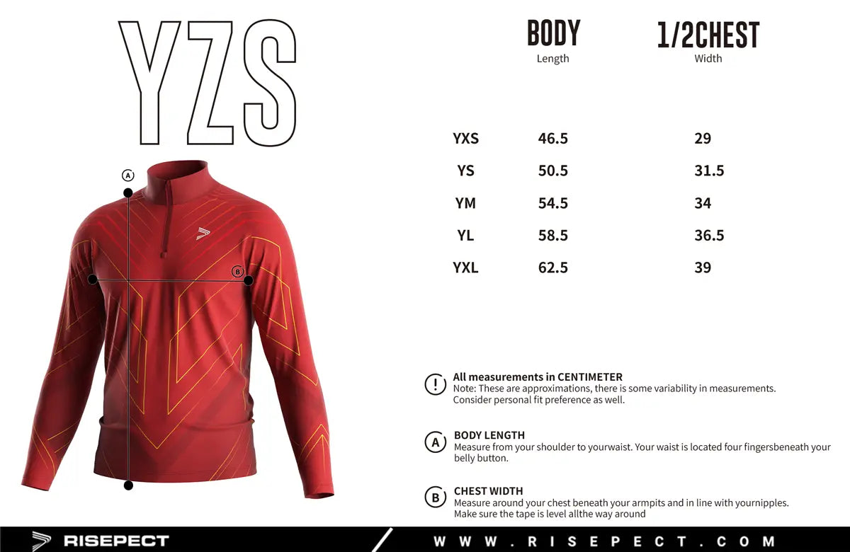 Kids Sizes Chart of Line of Impact Wrestling Quarter Zip Series