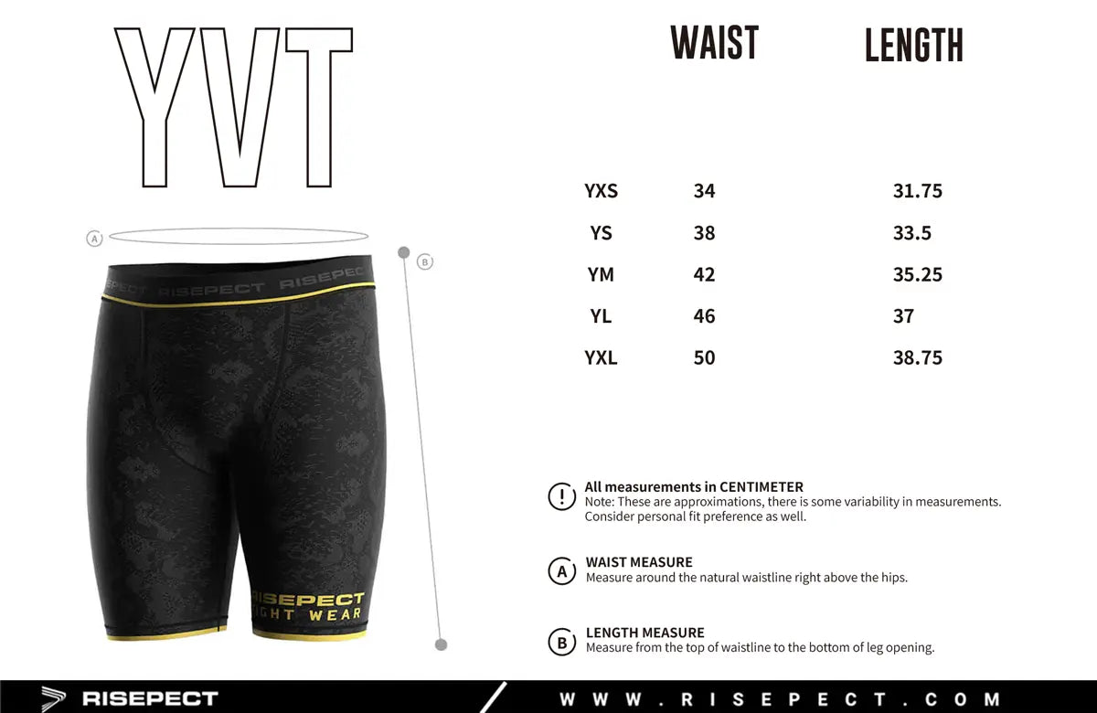 Kids Sizes Chart of Serpent Strike Vale Tudo MMA Shorts for Grappling