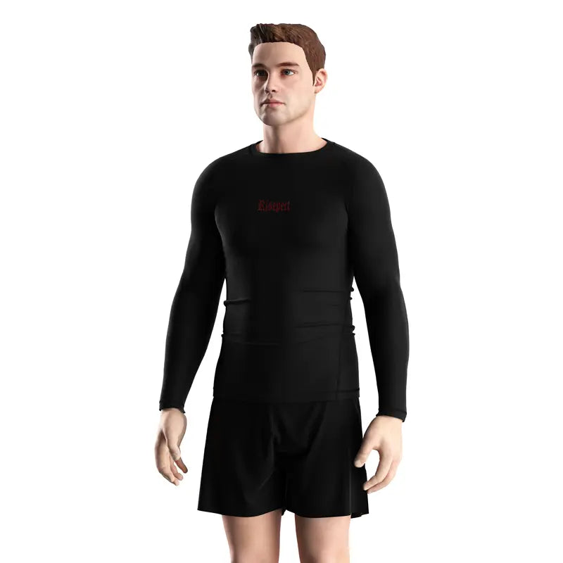Male Model in Kishpert Infernal Coil Red Dragon Rash Guard 3.0 Gothic Armor Front View