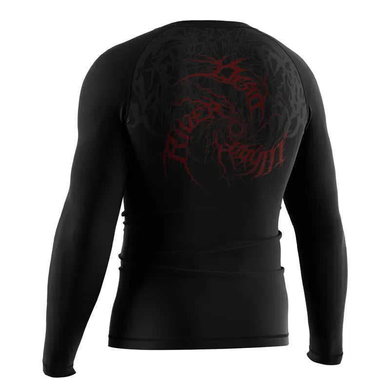 The Left Back View of Kishpert Infernal Coil Red Dragon Rash Guard 3.0 Gothic Armor