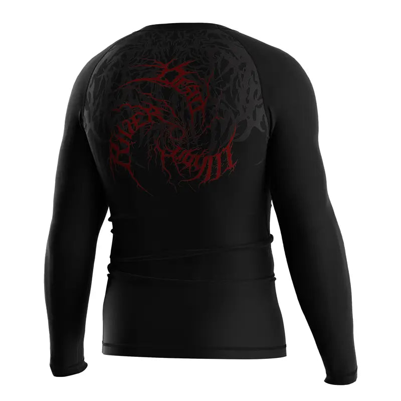 The Right Back View of Kishpert Infernal Coil Red Dragon Rash Guard 3.0 Gothic Armor