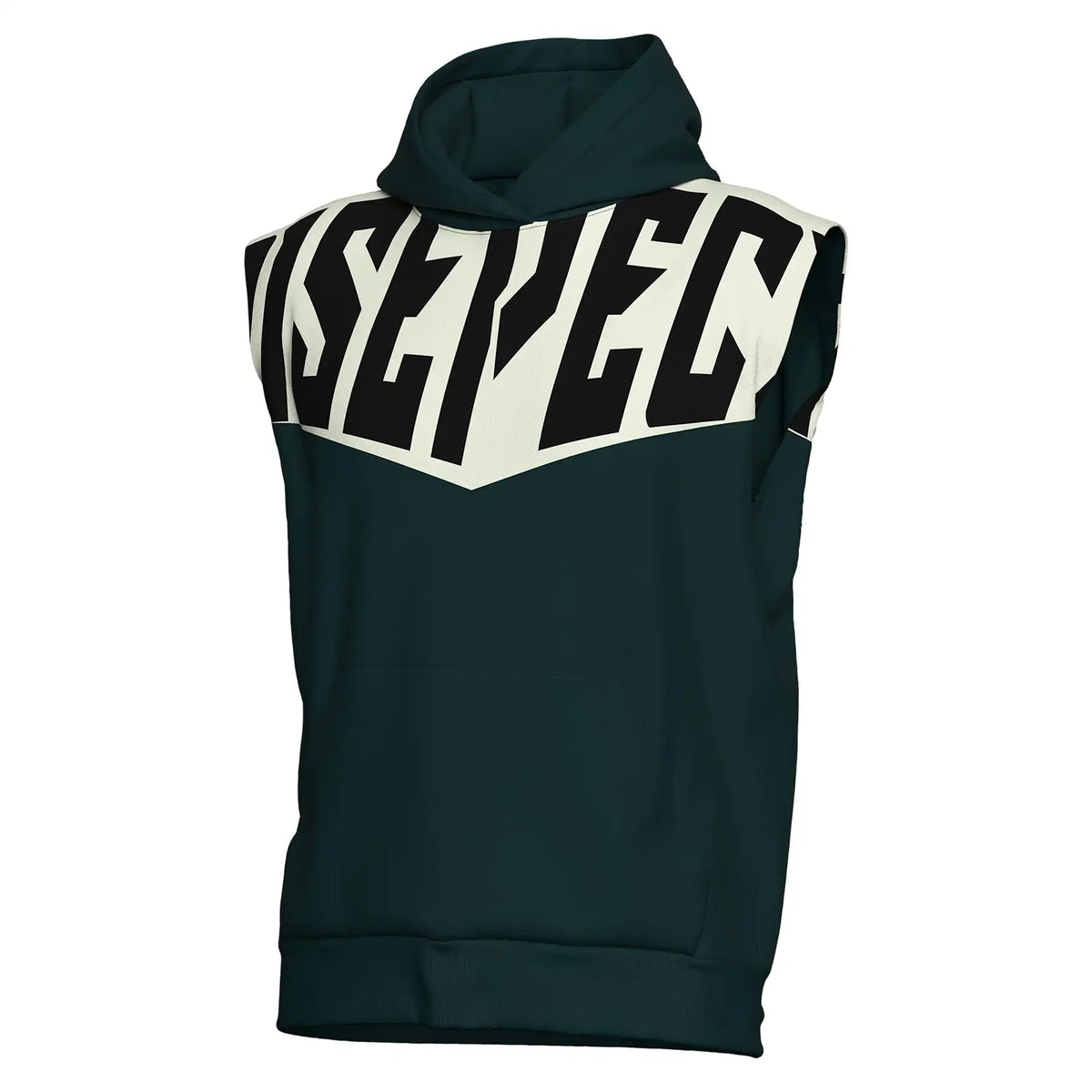 Leaf Green Split‑Panel Boxing Sleeveless Hoodie