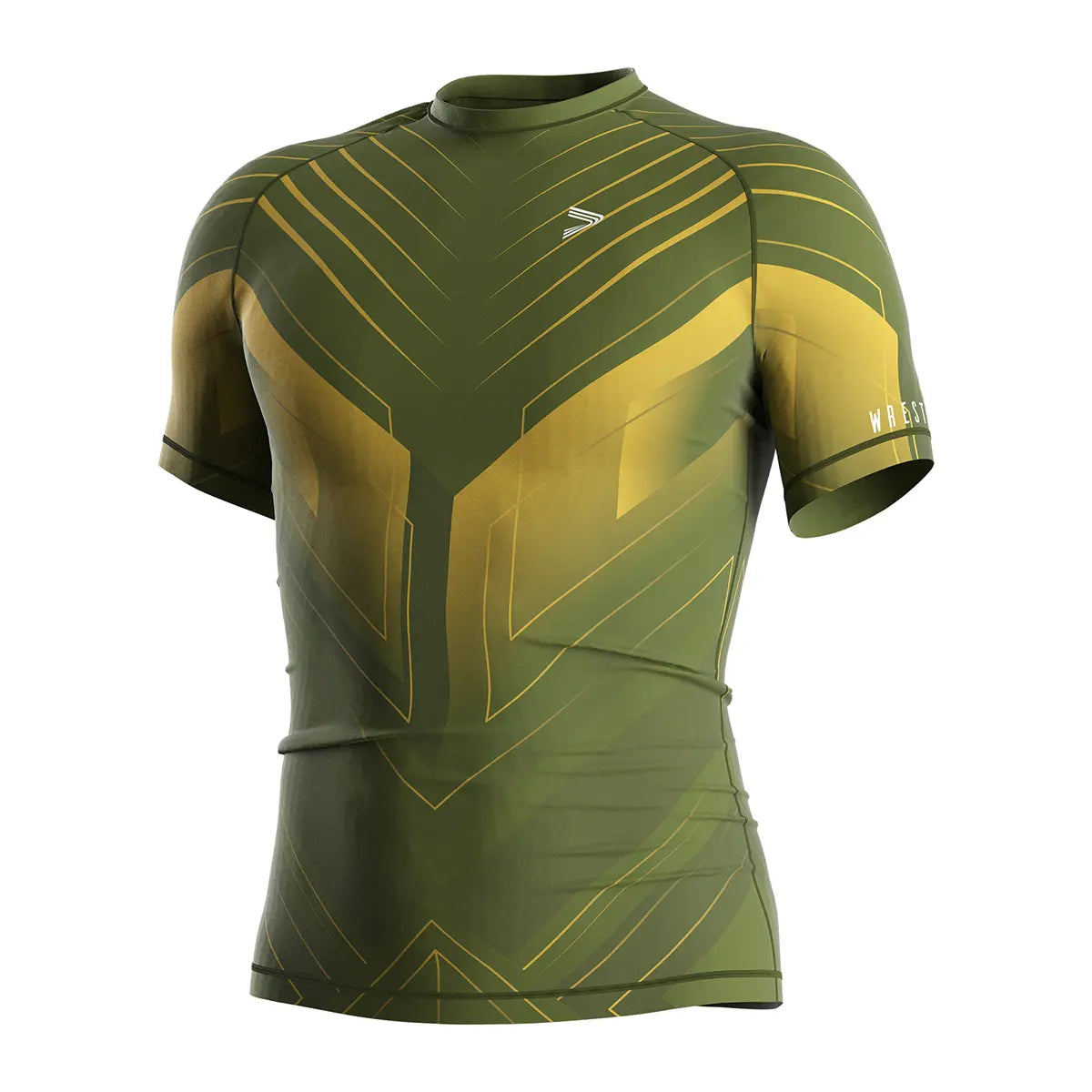 The Front View of Green Impact Wrestling Compression Shirt