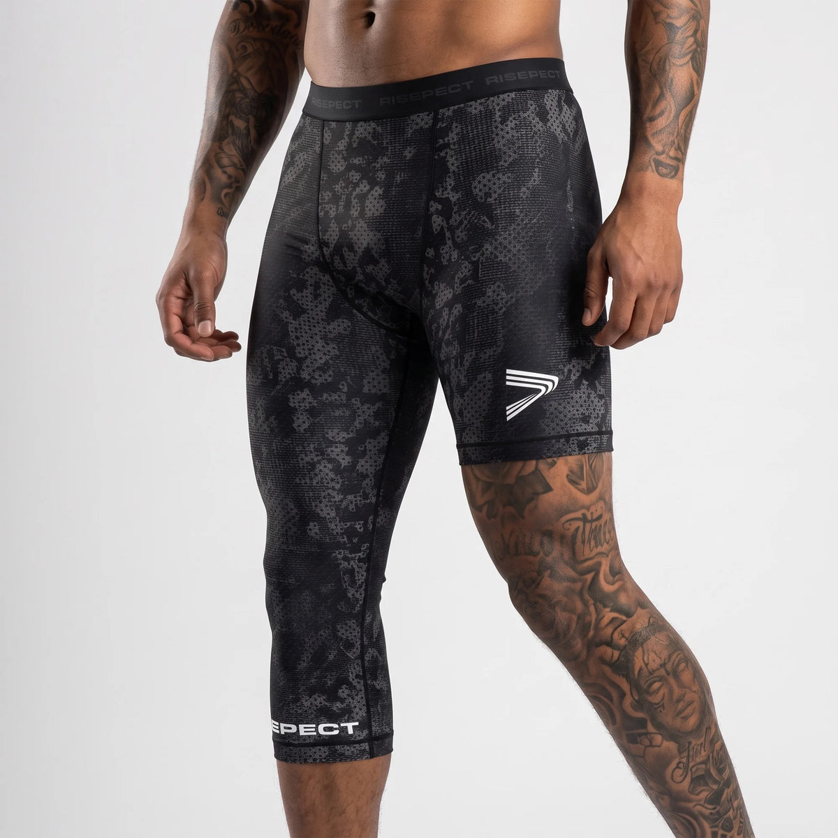 Men's 7/8 length leggings shadow recon - left side 7/8 length & right side 4/8 length