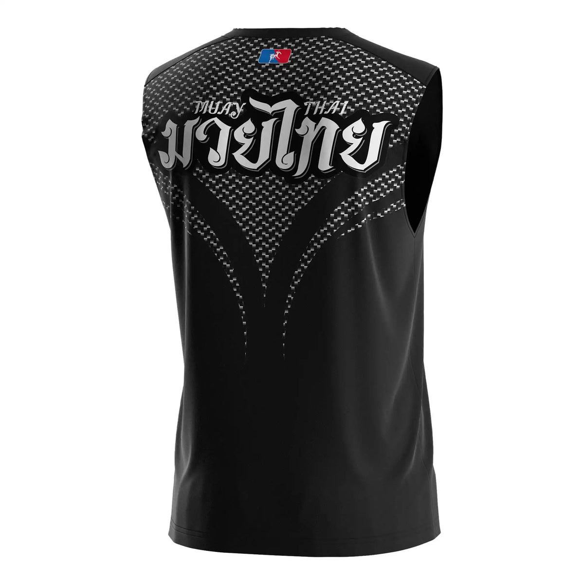 Men's Muay Thai Shirt with Cut-Off Sleeve - Woven Check Pattern