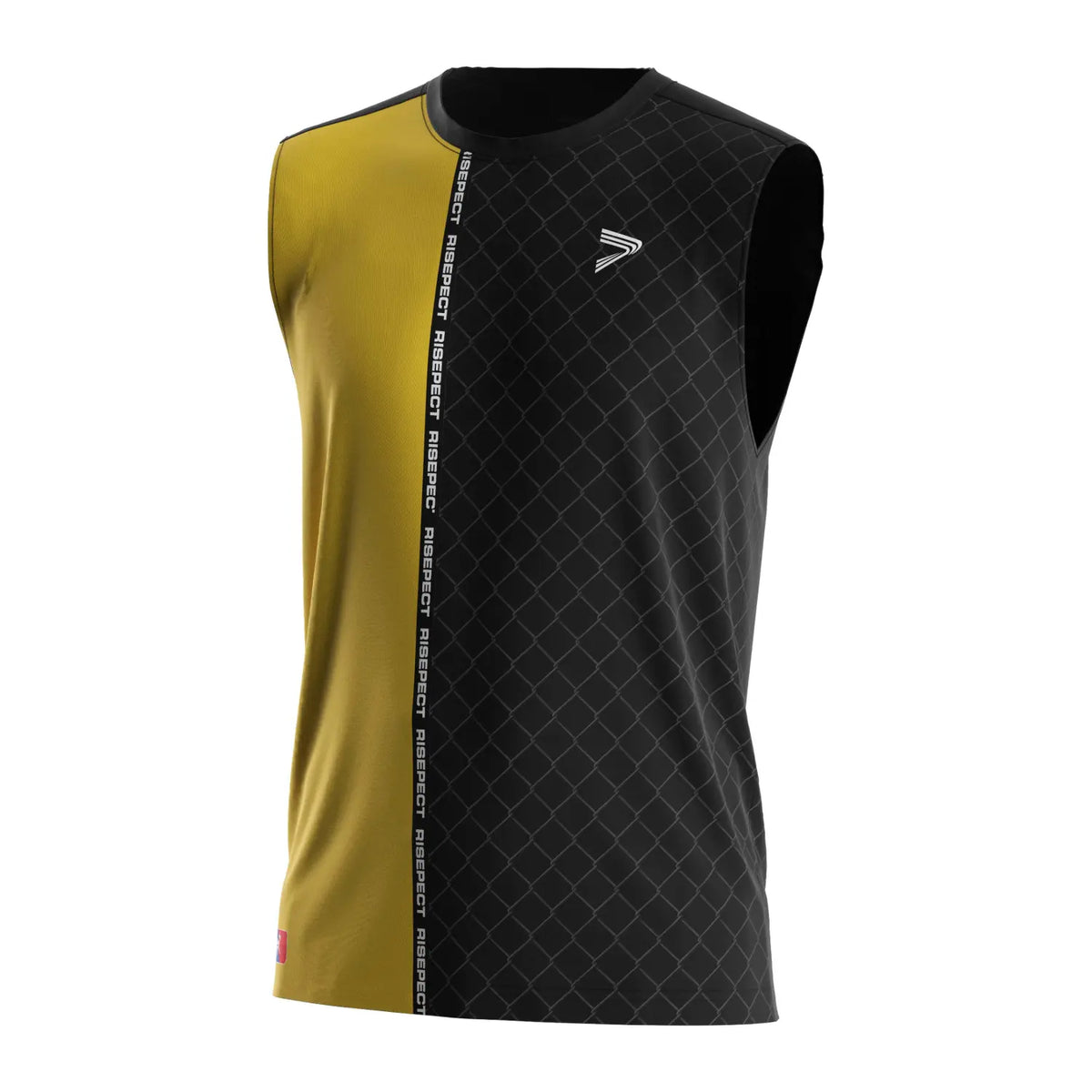 Men's Muay Thai Sleeveless Shirt - Black & Gold Split Design
