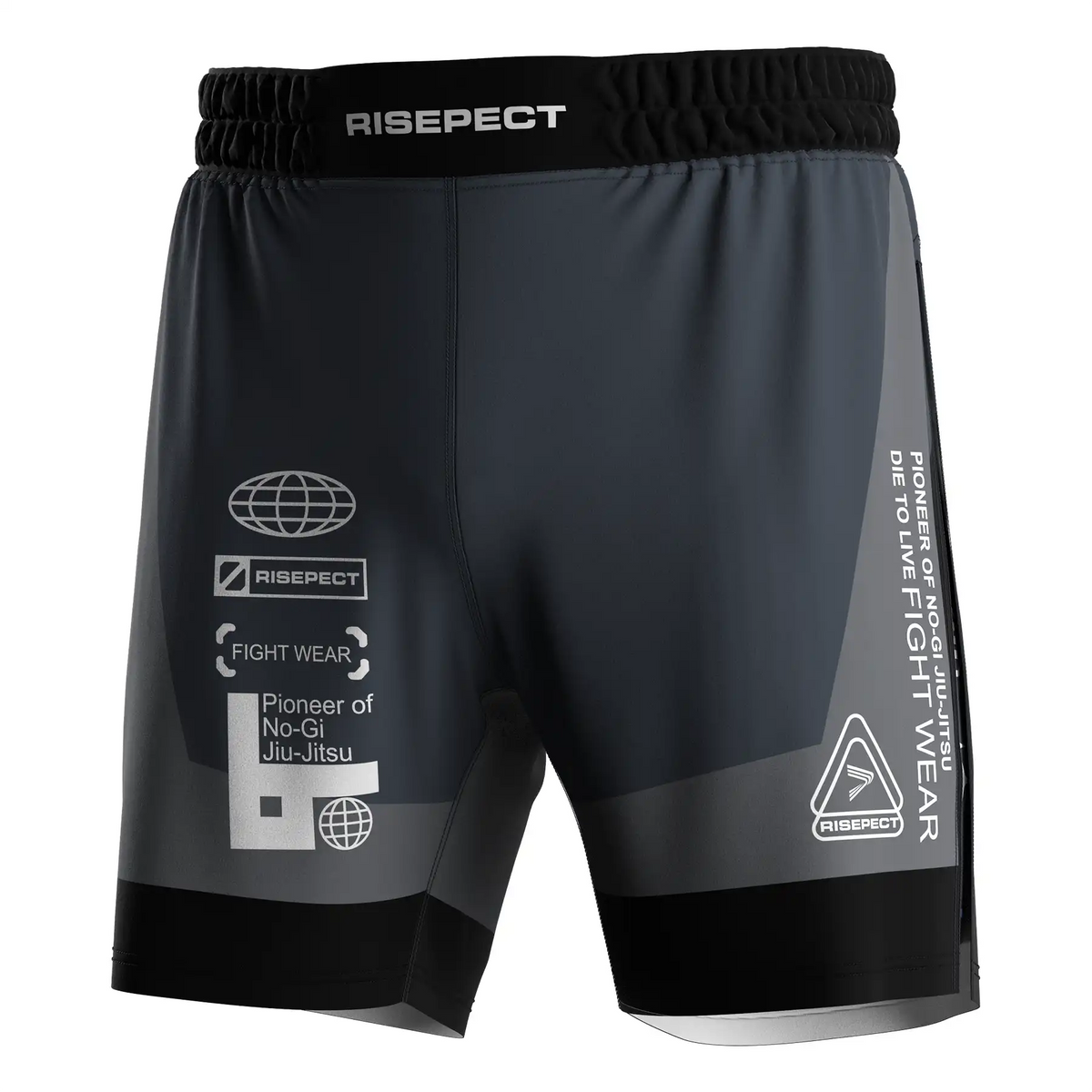 Navy & Grey High Slit MMA BJJ Shorts with Compression Lining