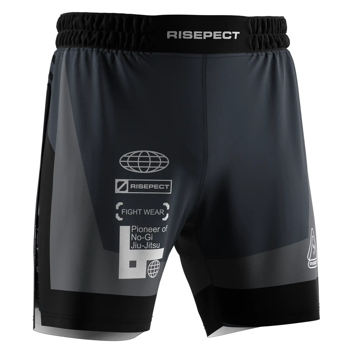 Navy & Grey High Slit MMA BJJ Shorts with Compression Lining