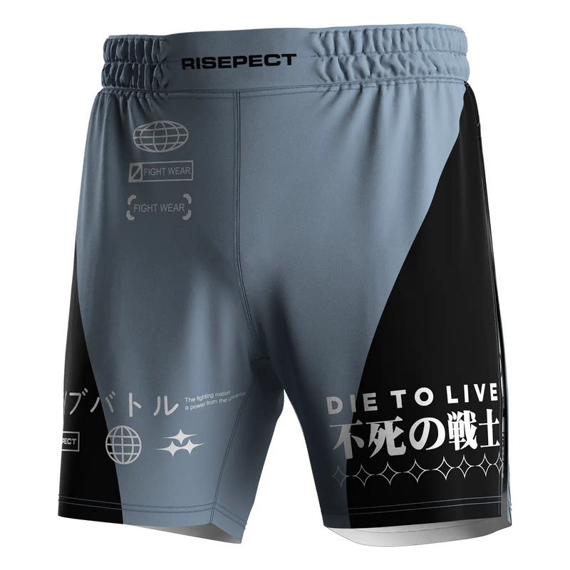 Navy High Split MMA BJJ Competition Fight Shorts With White lining