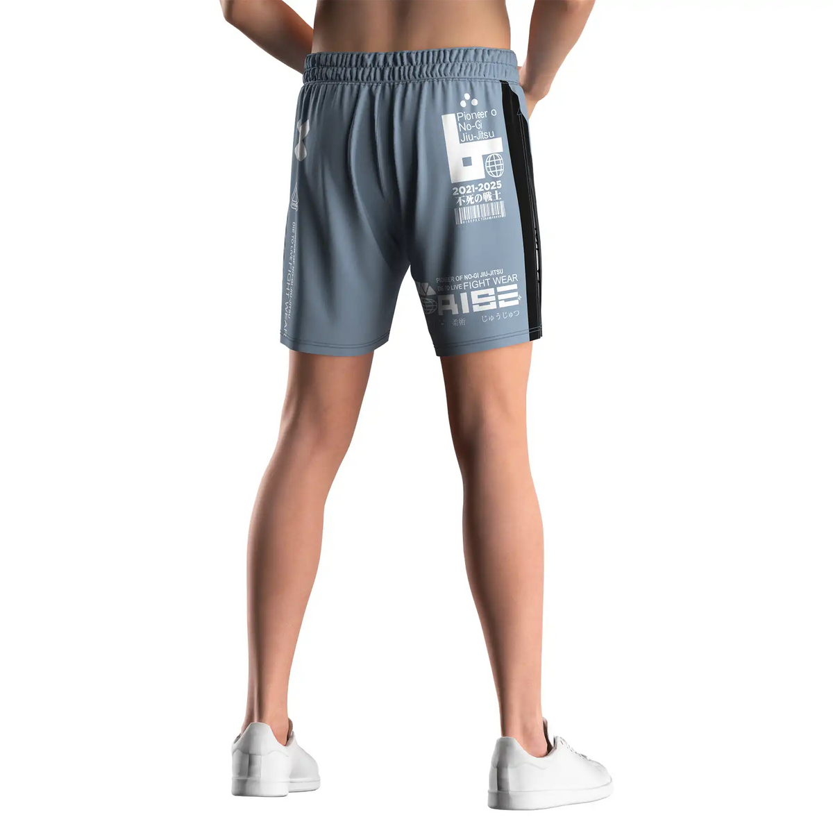 Navy High Split MMA BJJ Competition Fight Shorts With White lining