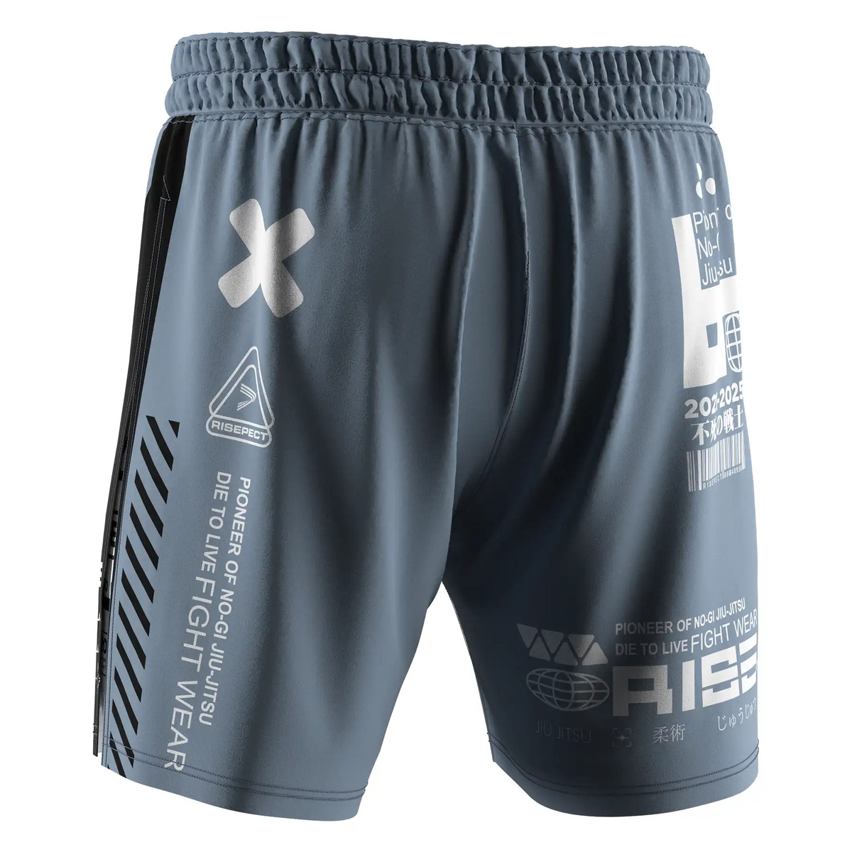 Navy High Split MMA BJJ Competition Fight Shorts With White lining