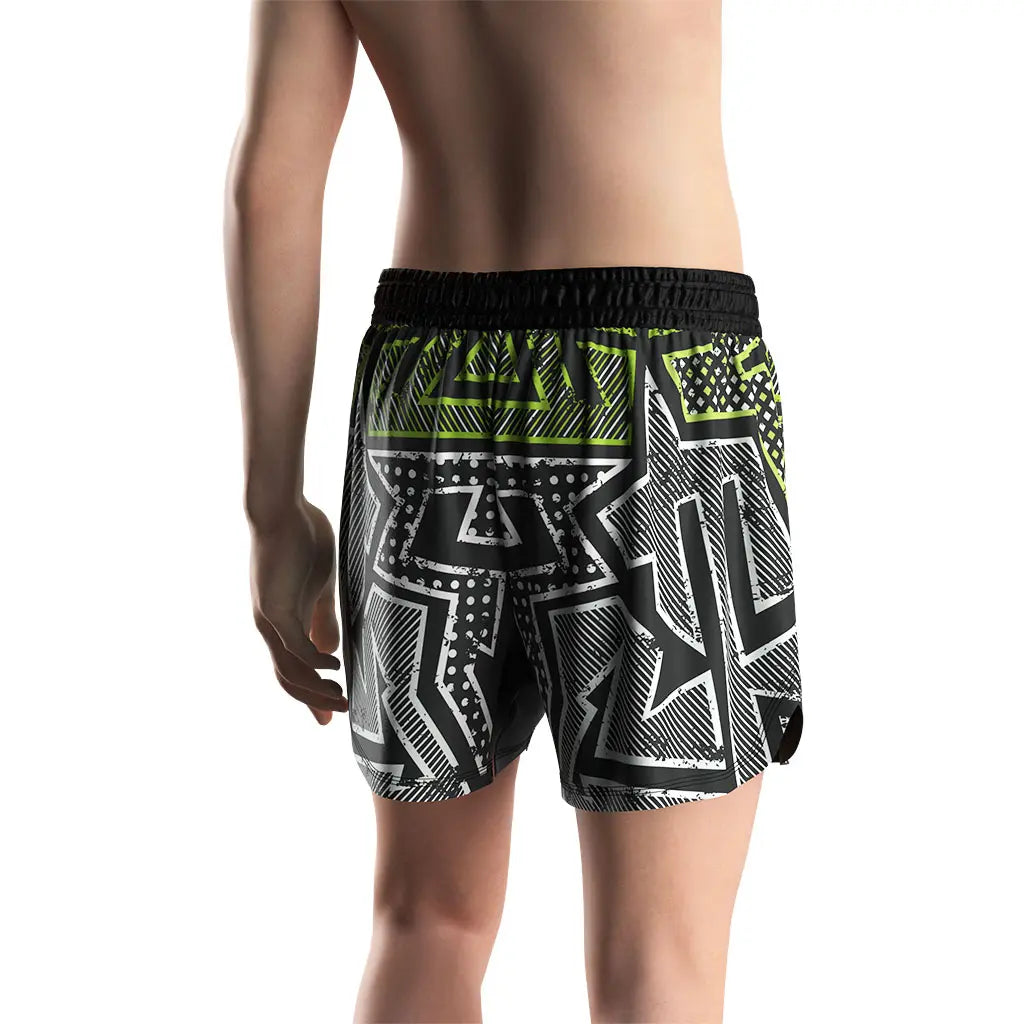 Male Model in No-Gi Koi Drift Jiu Jitsu Shorts Back View