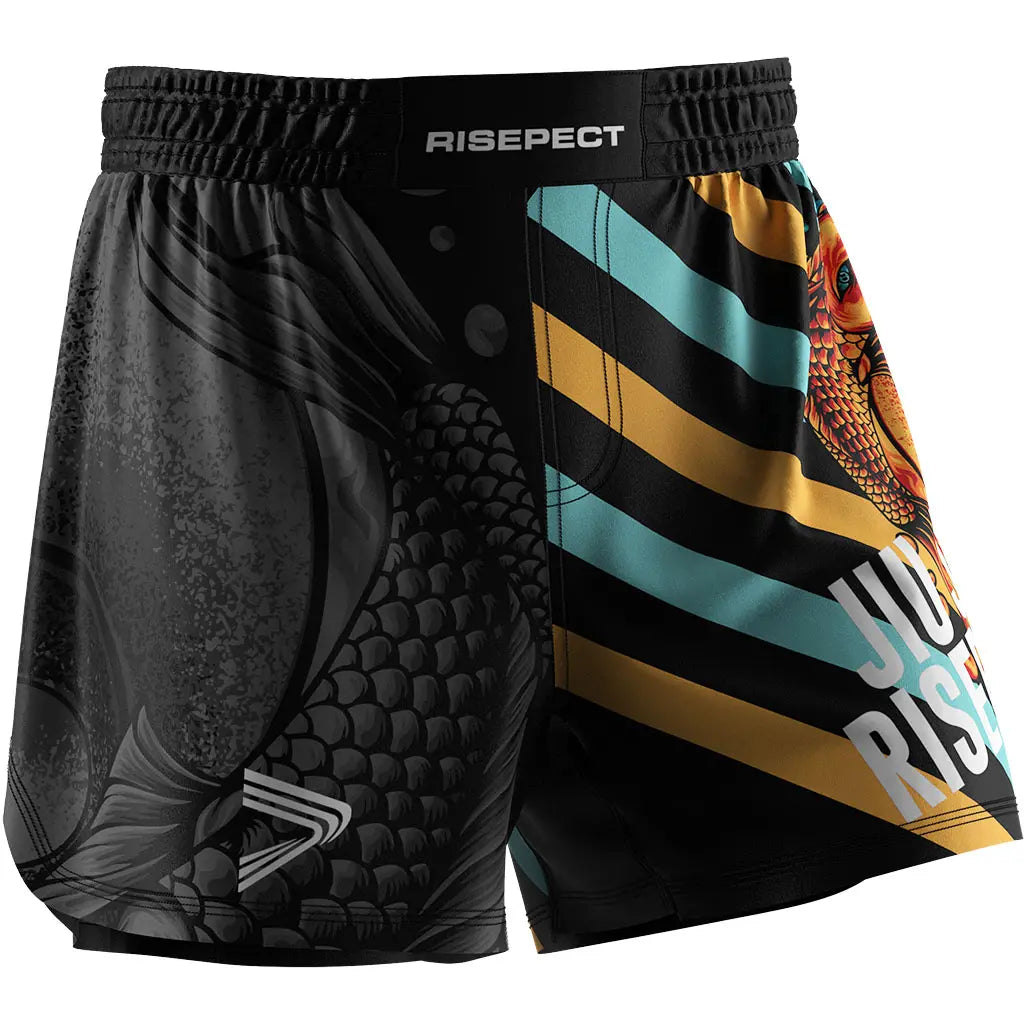 The Right Front View of Koi No-Gi Rise & Rift Jiu Jitsu Shorts