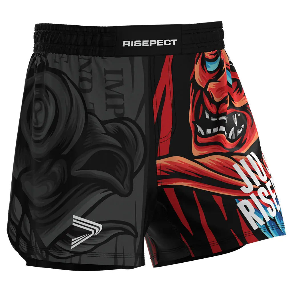 The Right Front View of Prajna No-Gi Rise & Rift Jiu Jitsu Shorts
