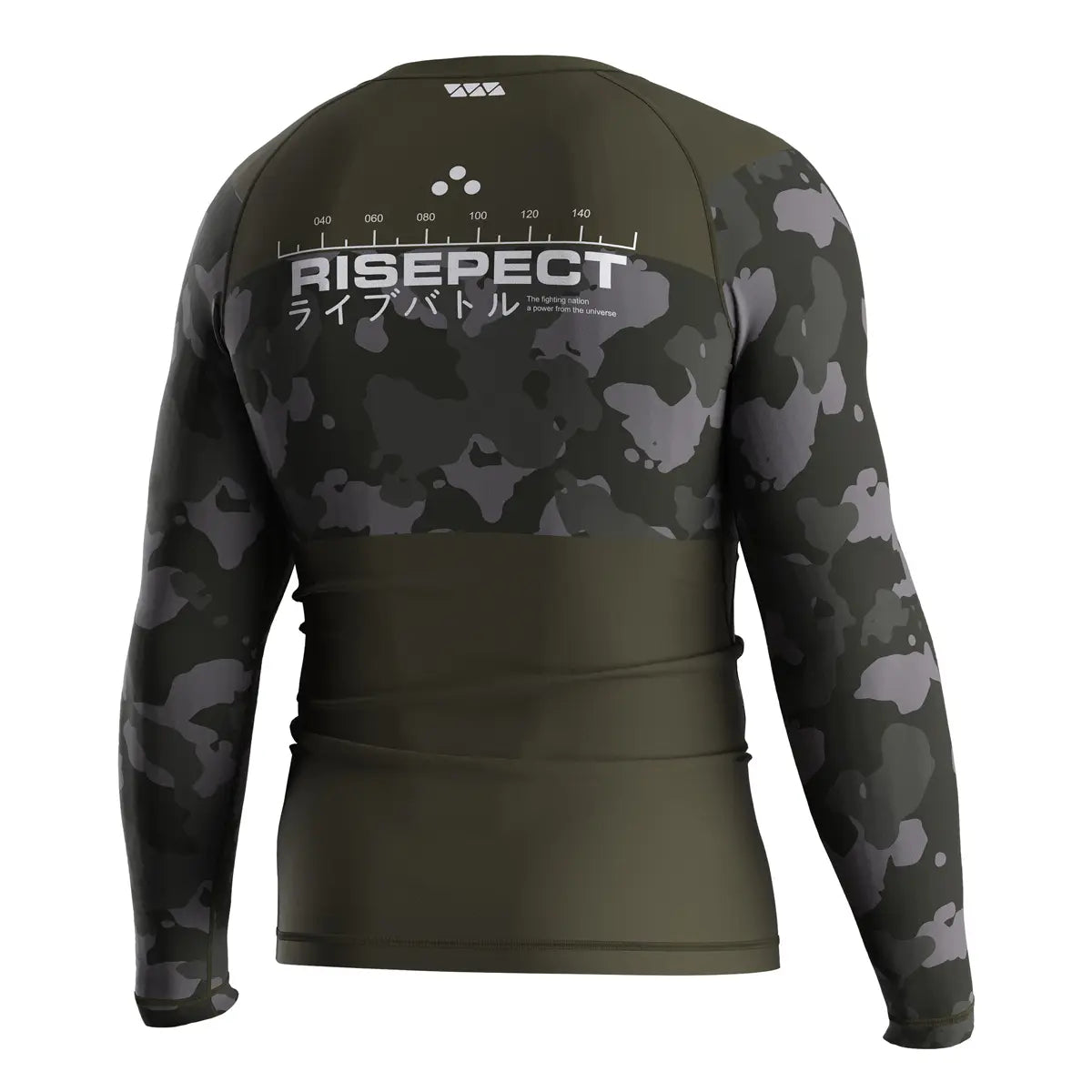 The Right Back View of Olive Echo Grounded Spirit Rash Guard 3.0