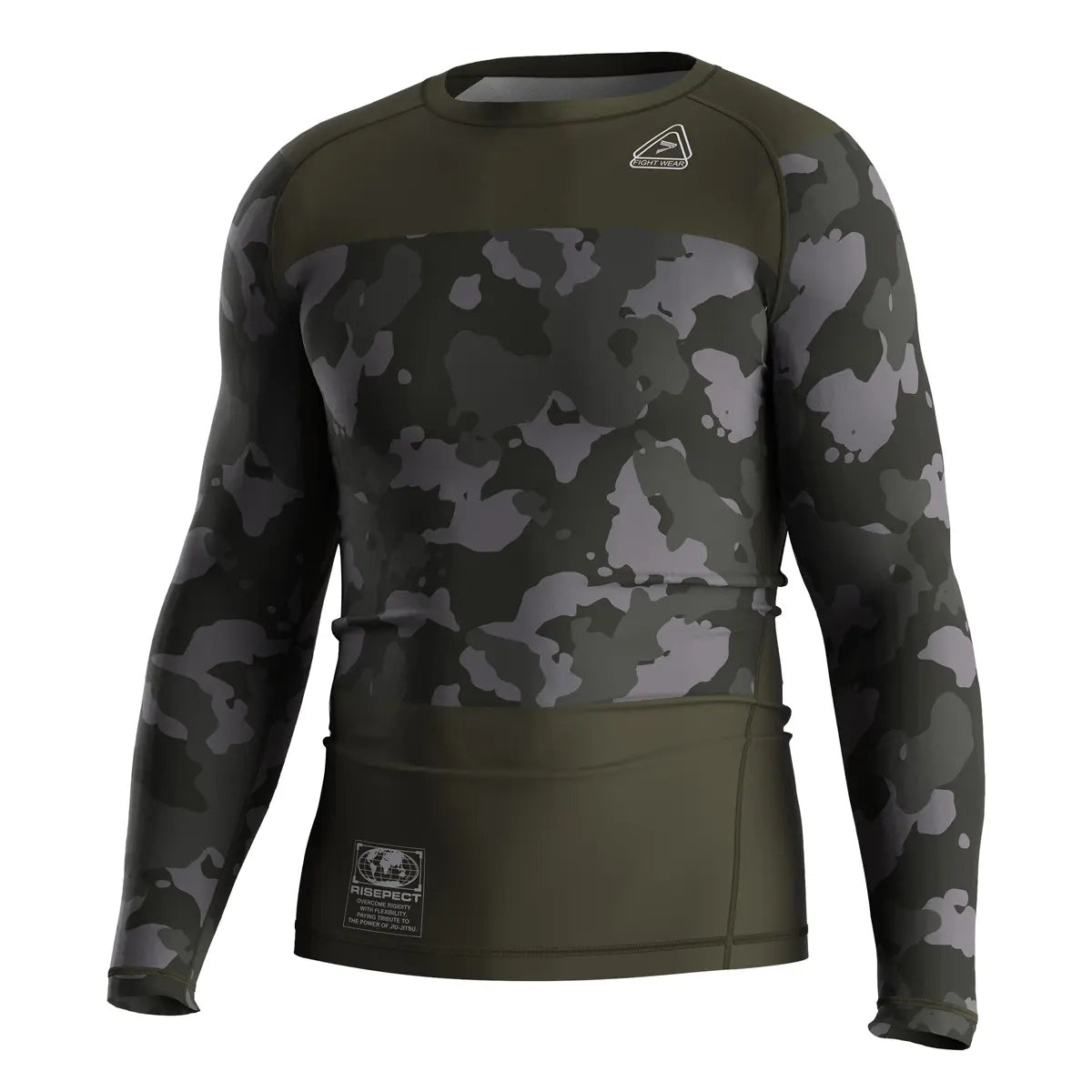 The Left Front View of Olive Echo Grounded Spirit Rash Guard 3.0