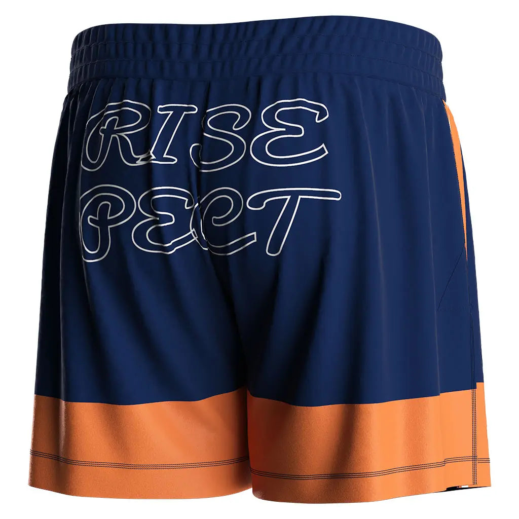 The Right Back View of Orange High Slit Battle Week BJJ MMA Hybrid Shorts