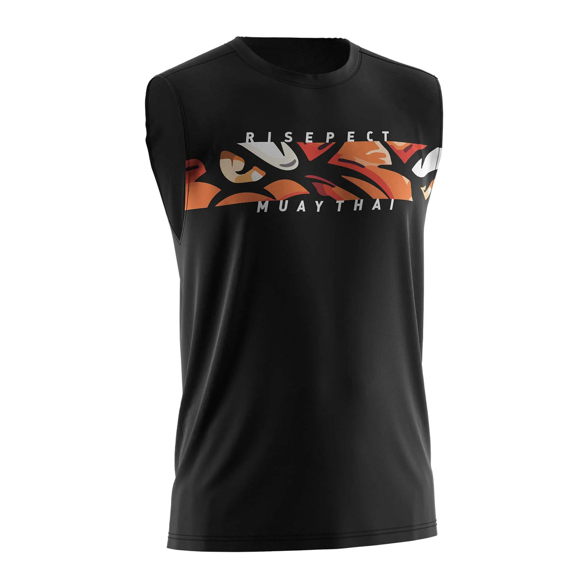 Orange Tiger Graphic Muay Thai Black Sleeveless Shirt