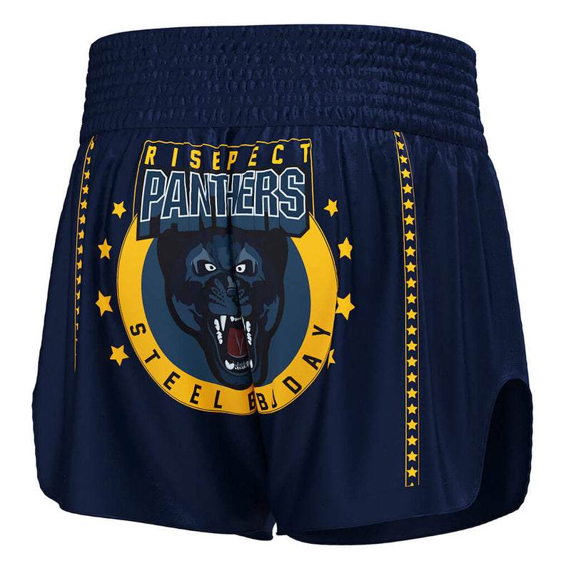 Panther Print Muay Thai Shorts Classic High-slit Style