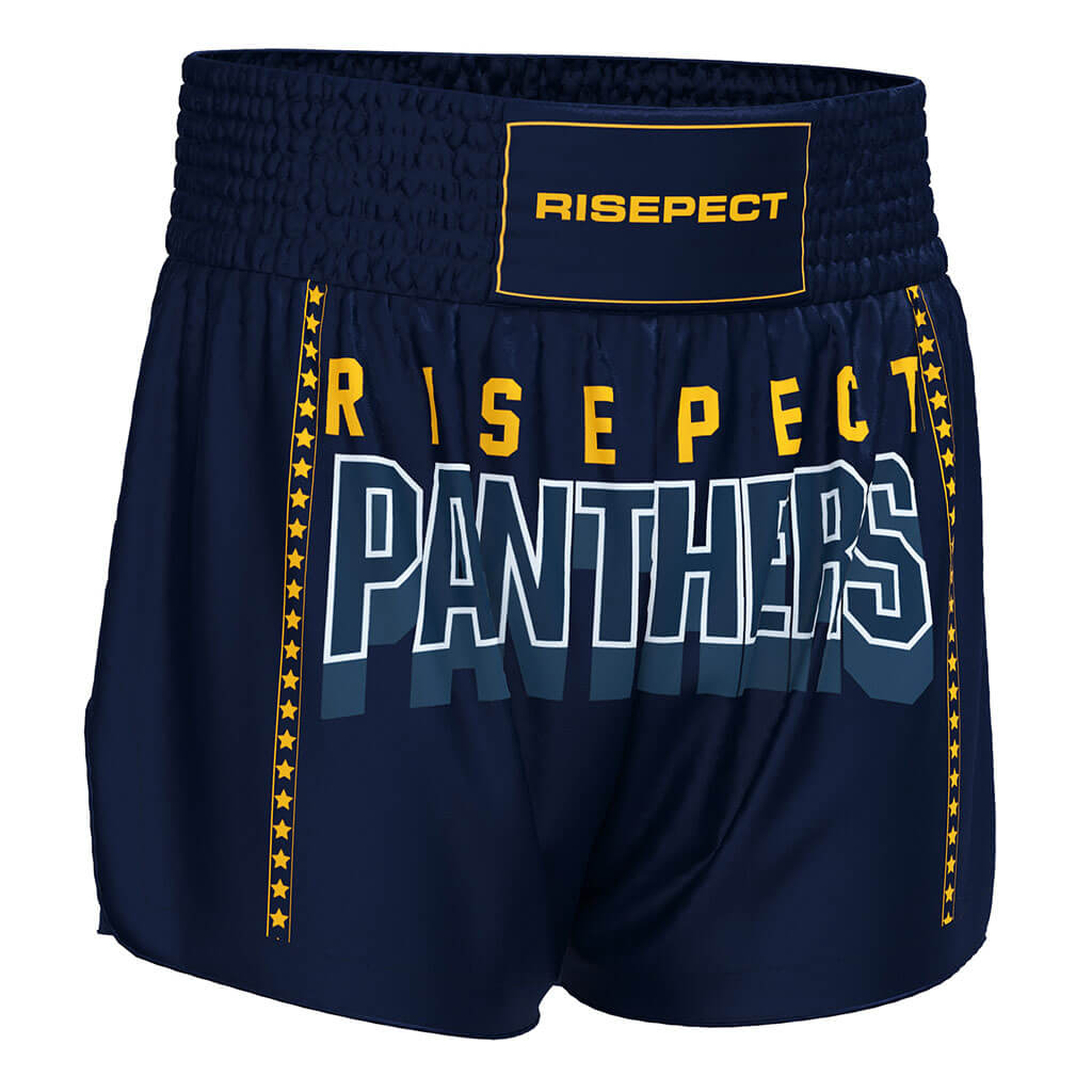 Panther Print Muay Thai Shorts Classic High-slit Style