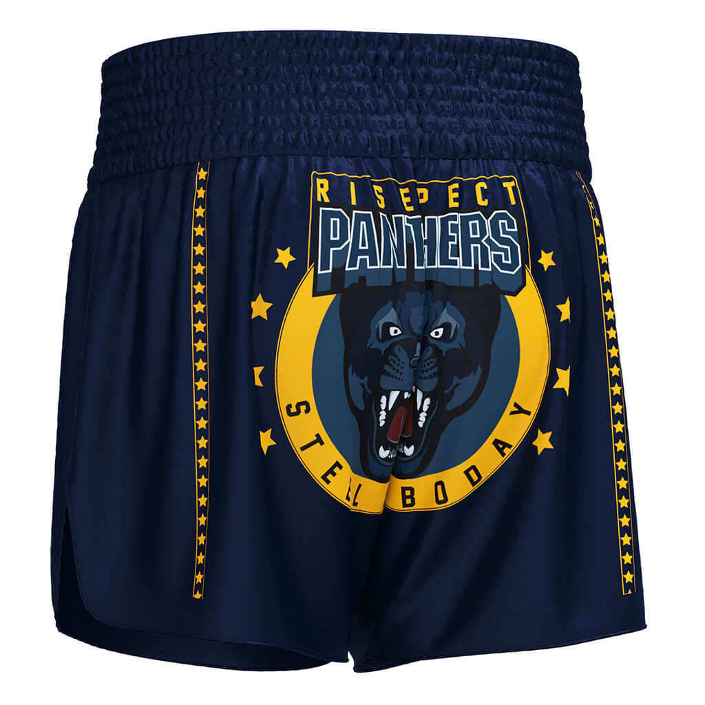 Panther Print Muay Thai Shorts Classic High-slit Style