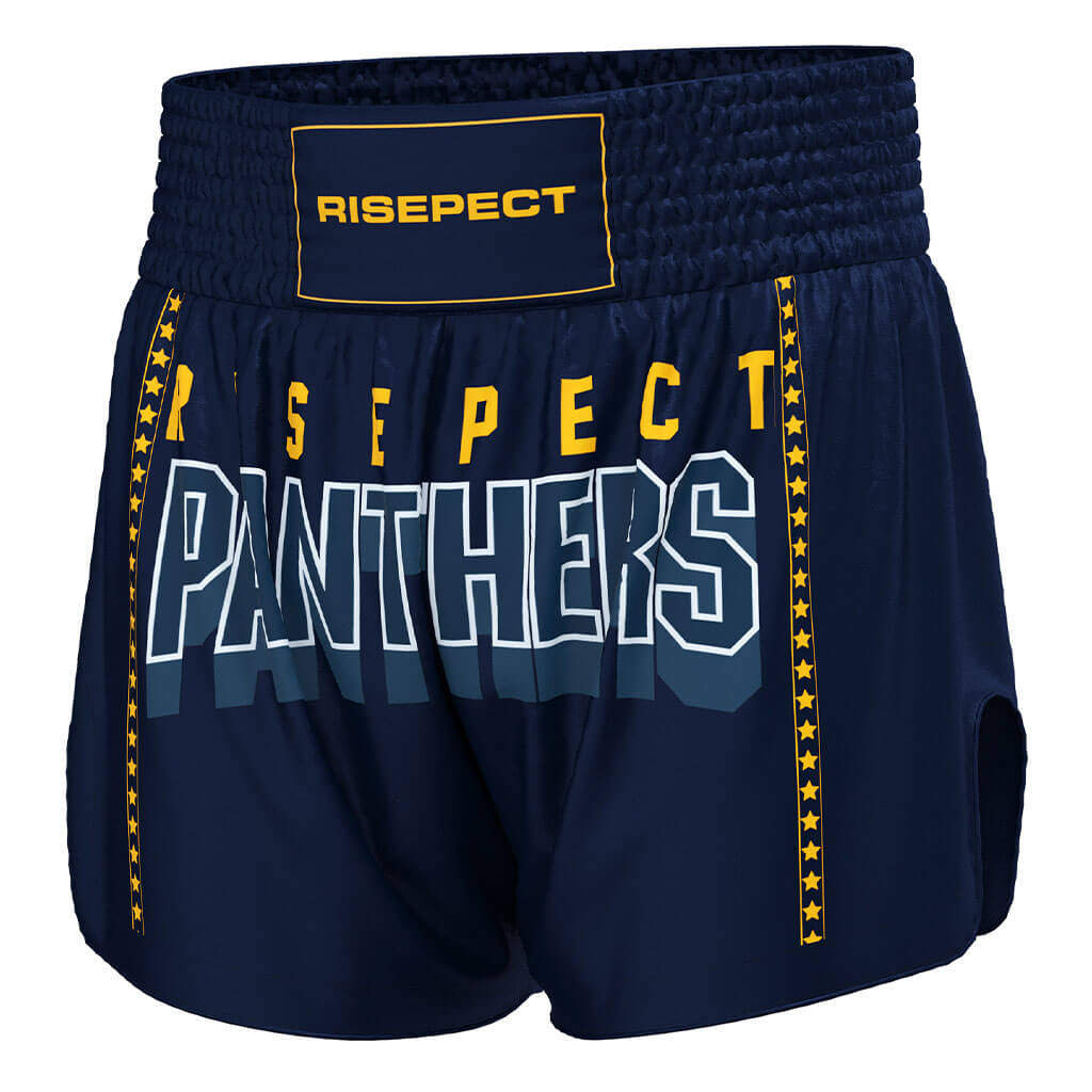 Panther Print Muay Thai Shorts Classic High-slit Style