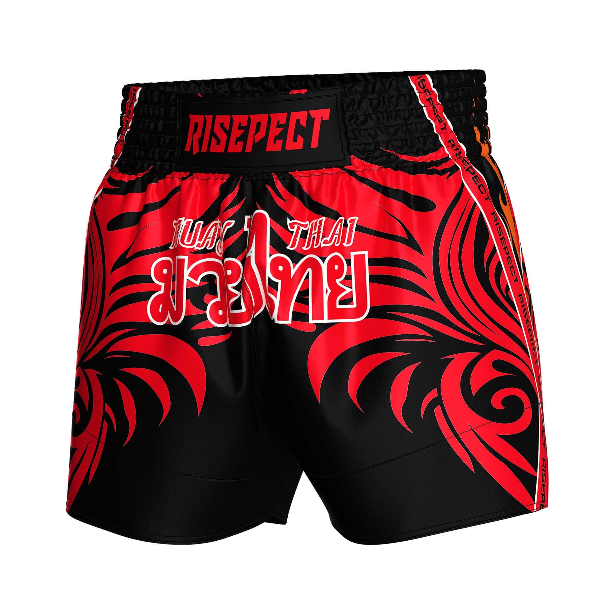 Phoenix Wing Muay Thai Shorts – Red Fire Feathers Design – RISEPECT