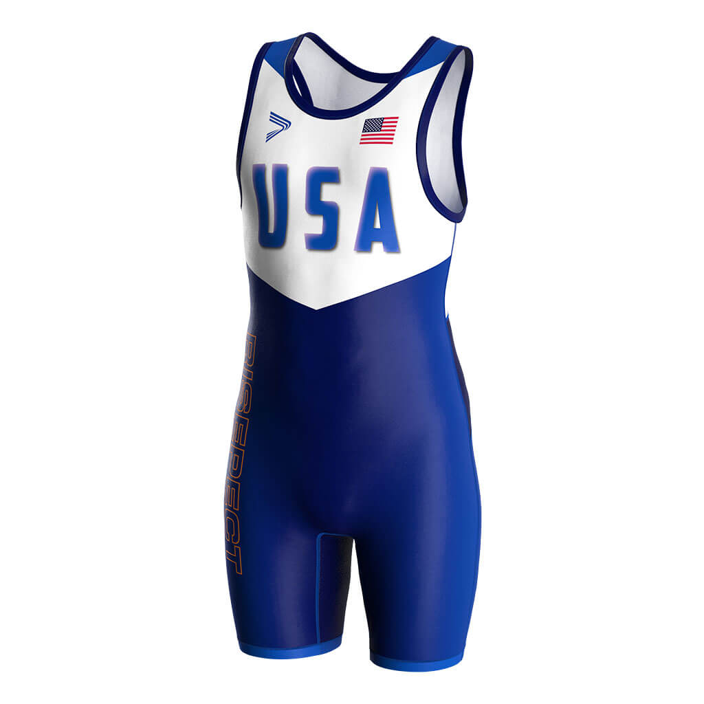 Blue Premium USA Wrestling Singlet 2.0 Lycra V4.0 & Mesh Vents