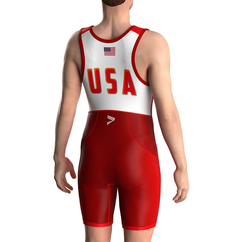 Red Premium USA Wrestling Singlet 2.0 Lycra V4.0 & Mesh Vents