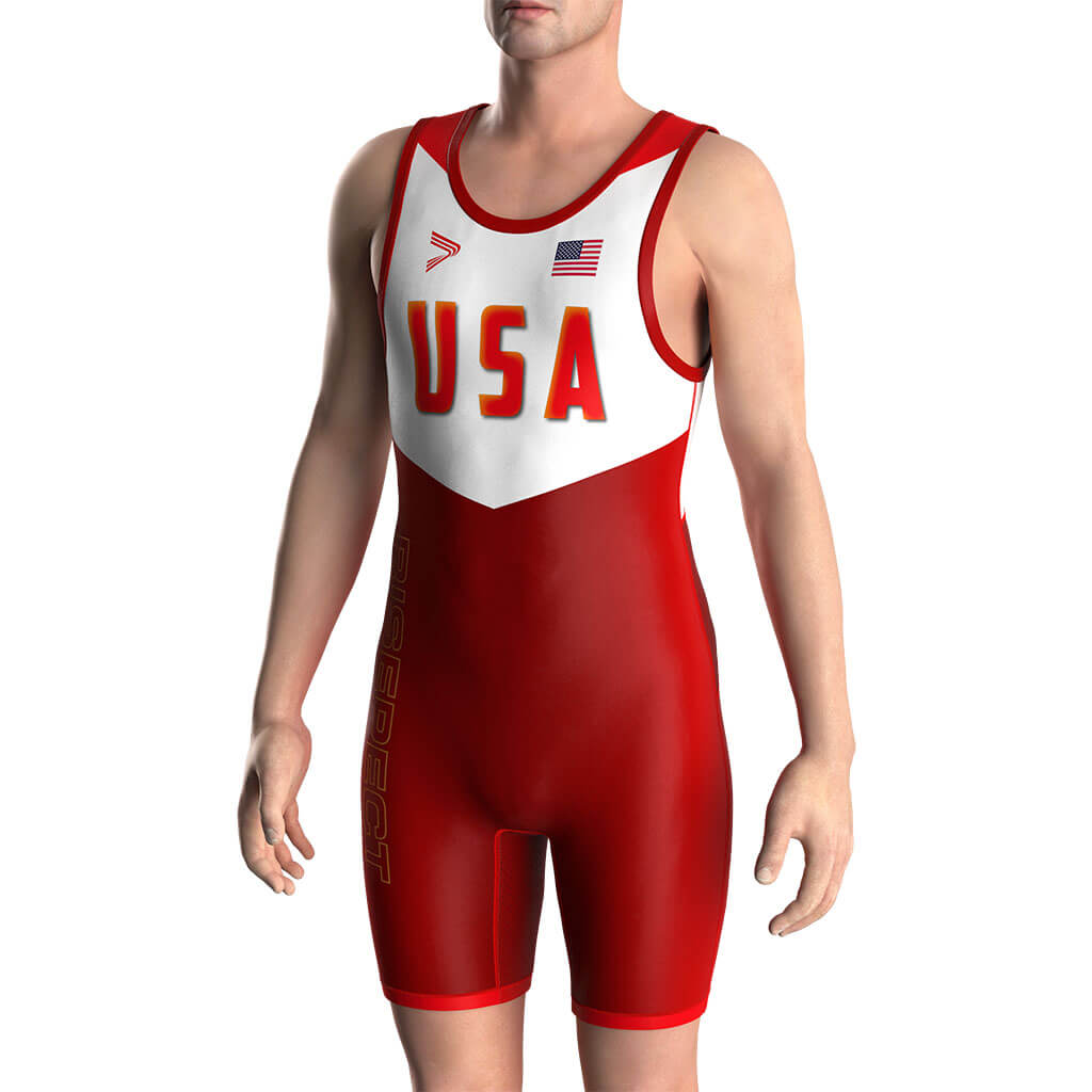 Red Premium USA Wrestling Singlet 2.0 Lycra V4.0 & Mesh Vents