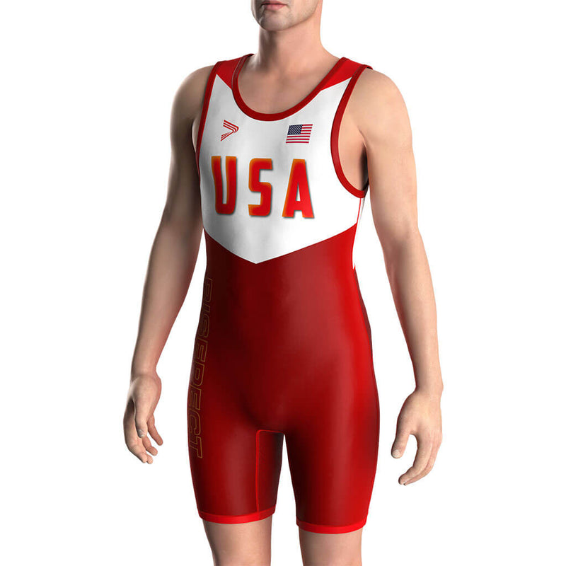 Red Premium USA Wrestling Singlet 2.0 Lycra V4.0 & Mesh Vents