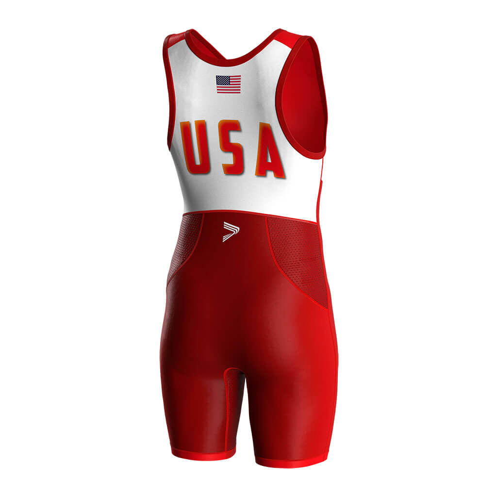 Red Premium USA Wrestling Singlet 2.0 Lycra V4.0 & Mesh Vents