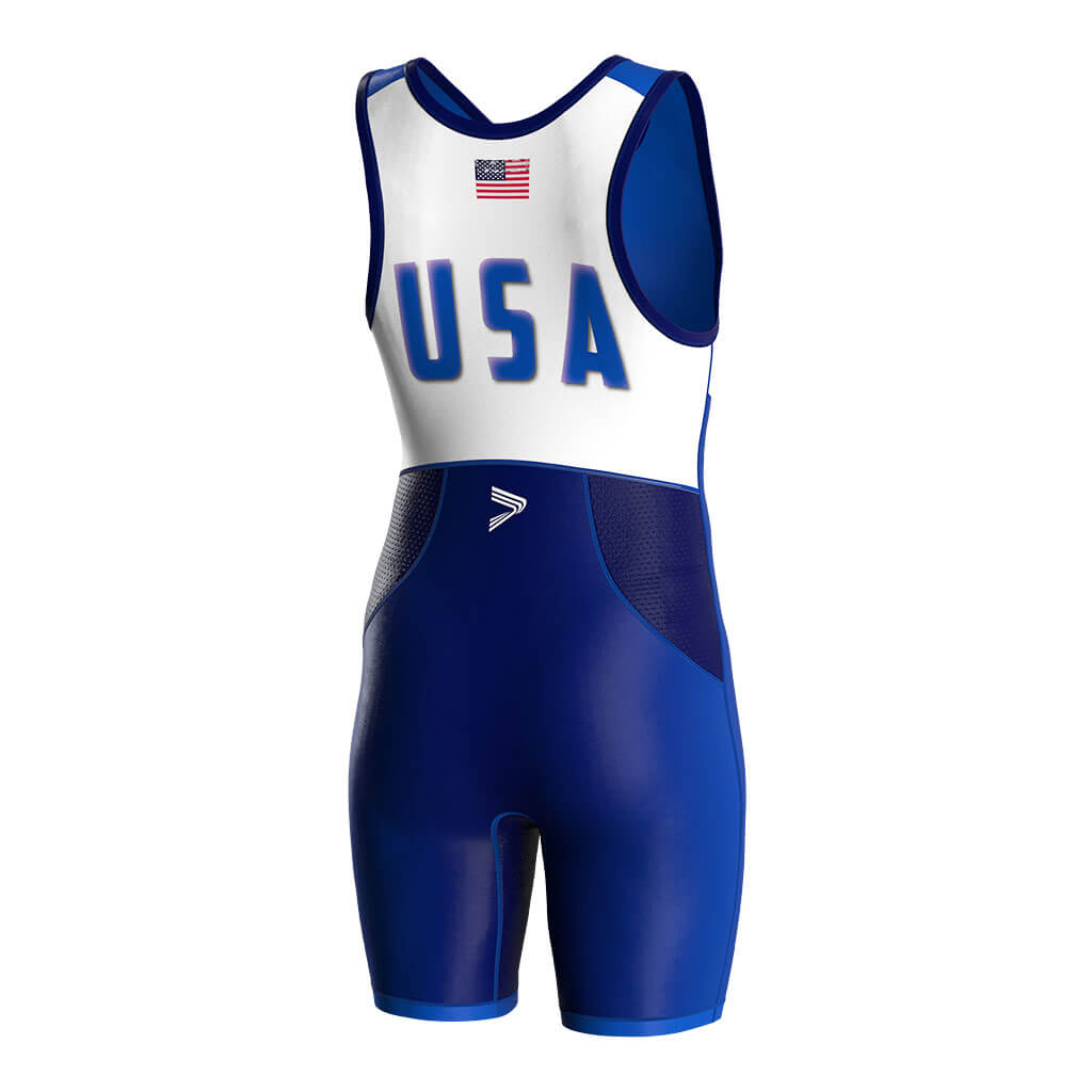 Blue Premium USA Wrestling Singlet 2.0 Lycra V4.0 & Mesh Vents