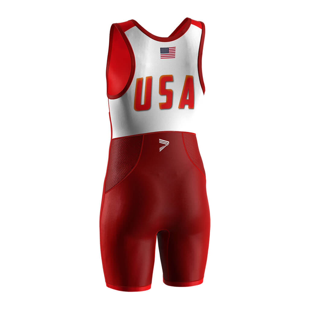 Red Premium USA Wrestling Singlet 2.0 Lycra V4.0 & Mesh Vents