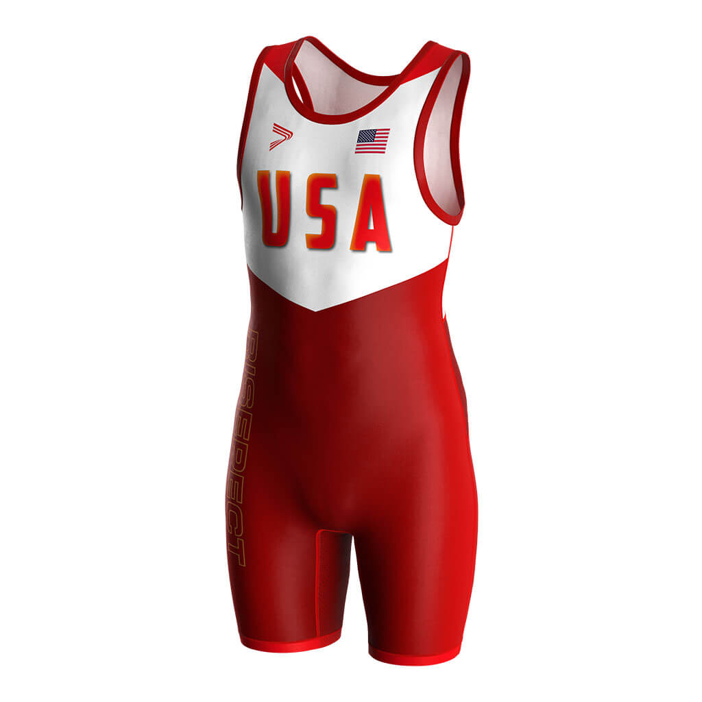 Red Premium USA Wrestling Singlet 2.0 Lycra V4.0 & Mesh Vents