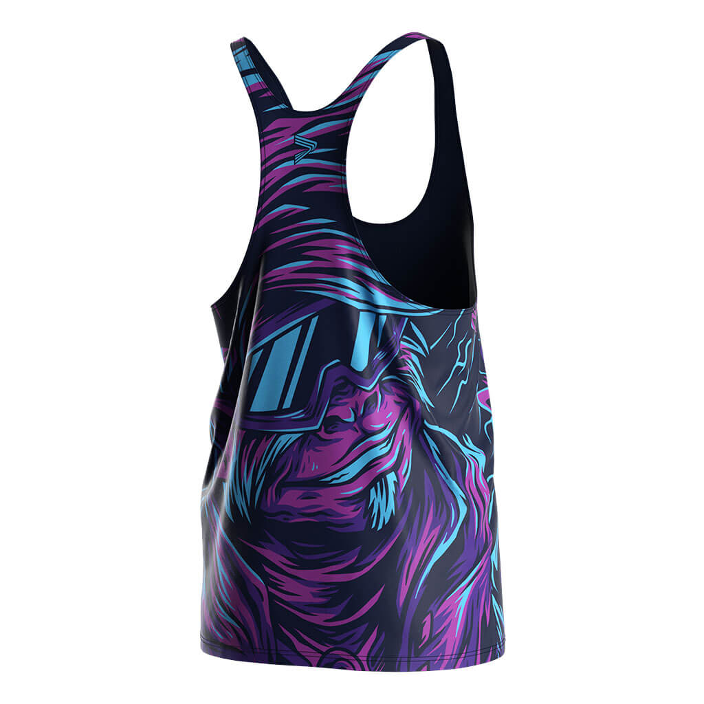 Purple Abstract Zyzz Stringer Mens Bodybuilding Vest - right back