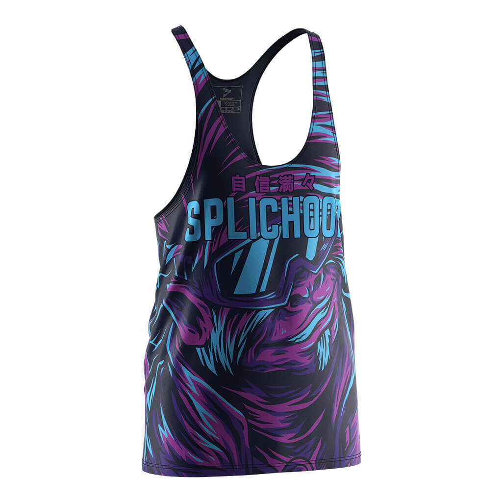 Purple Abstract Zyzz Stringer Mens Bodybuilding Vest - right front