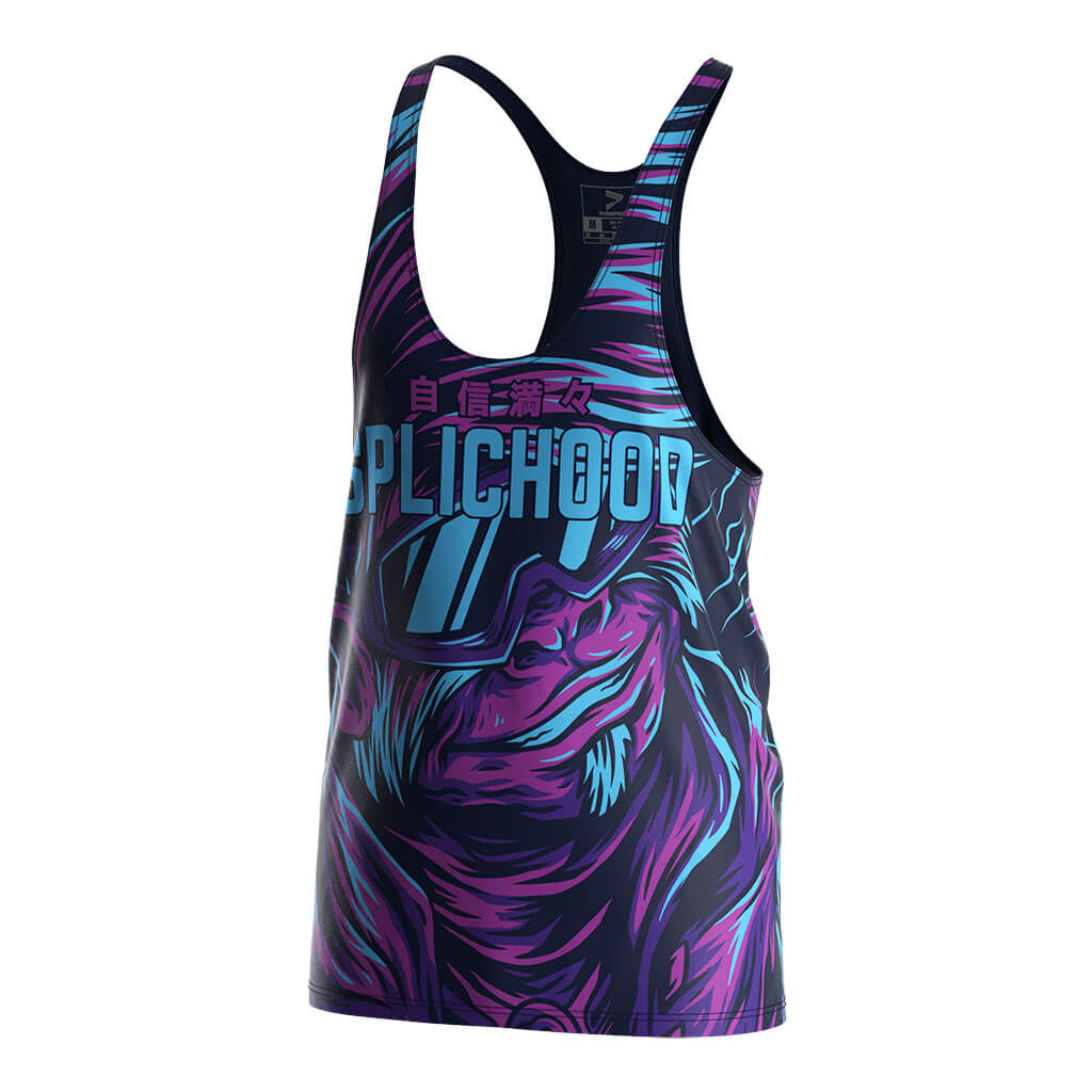 Purple Abstract Zyzz Stringer Mens Bodybuilding Vest - left front