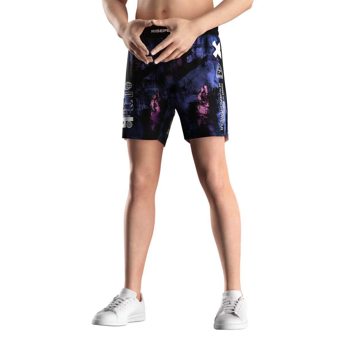 Purple Galaxy High Split MMA BJJ Fight Shorts W/ Solid Lining