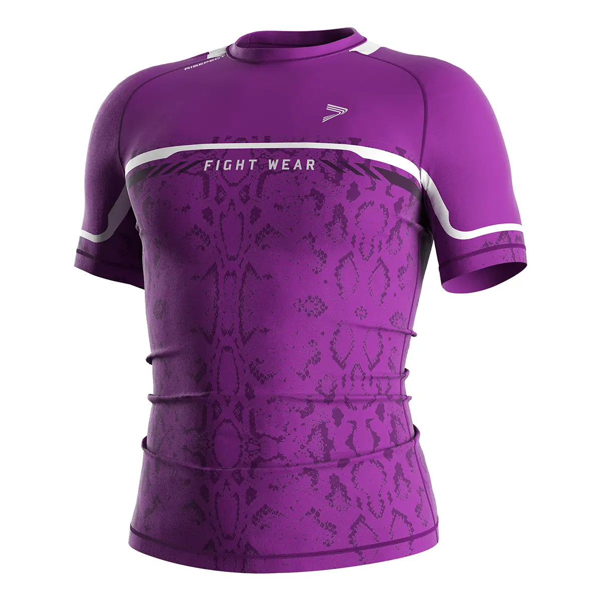 Purple Short Sleeve Serpent Strike Rash Guard for MMA & BJJ Front View