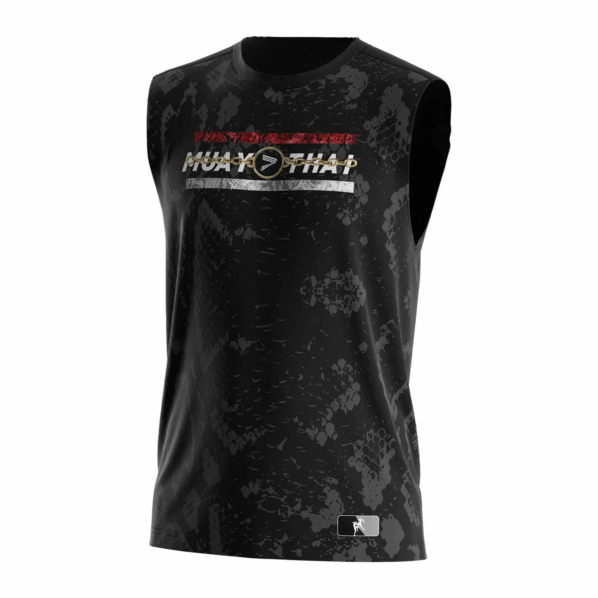 Black Python Print Muay Thai Sleeveless Shirt
