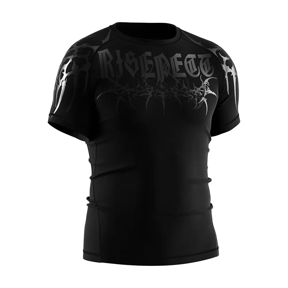 The Right Front View of Rash Guard 3.0 "Dark Sigil" Gothic Combat Tee for Men Short Sleeve