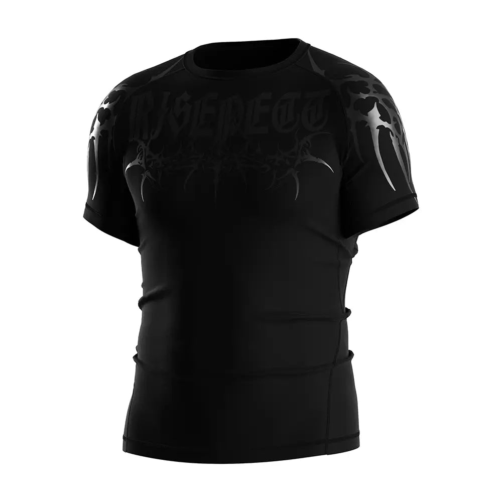 The Left Front View of Rash Guard 3.0 "Dark Sigil" Gothic Combat Tee for Men Short Sleeve