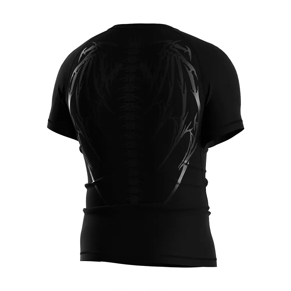 The Right Back View of Rash Guard 3.0 Spineborn Shadows Gothic Duo Tee Short Sleeve Set - 2 Style