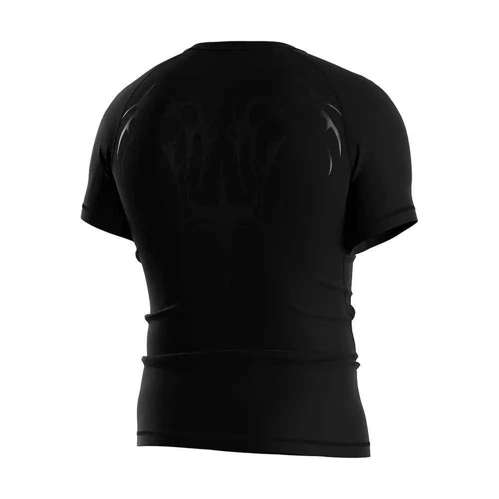 The Right Back View of Rash Guard 3.0 Spineborn Shadows Gothic Duo Tee Short Sleeve Set - 1 Style