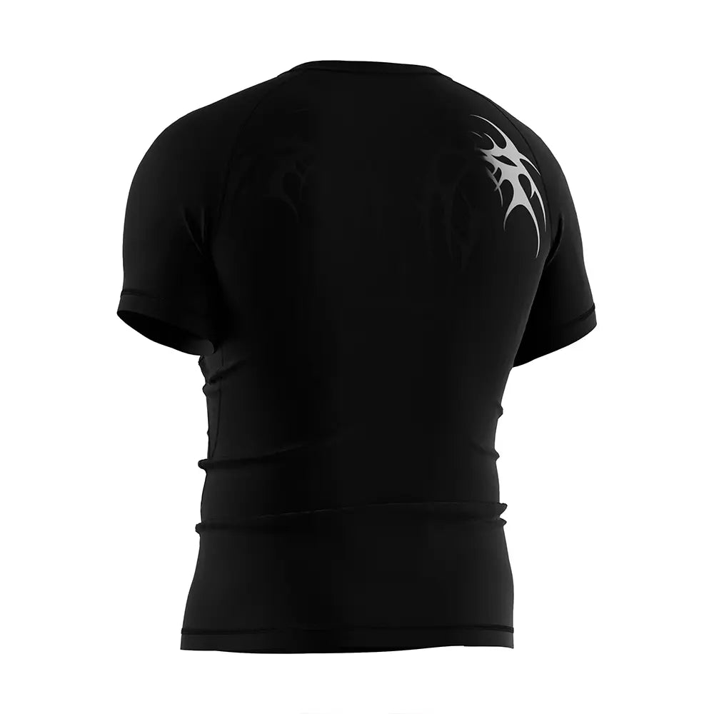 The Left Back View of Rash Guard 3.0 Spineborn Shadows Gothic Duo Tee Short Sleeve Set - 1 Style