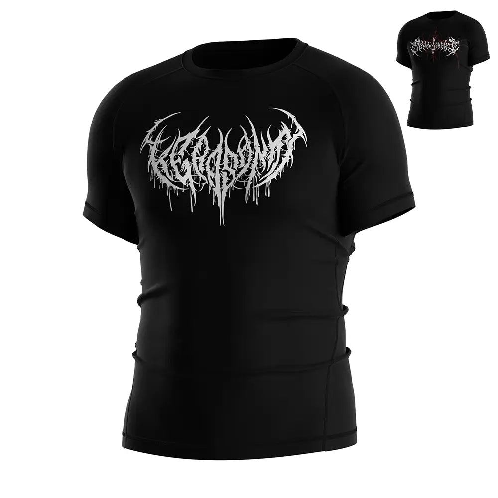 Rash Guard 3.0 "Twin Howl" Gothic Metal Font Short Sleeve Tee Set