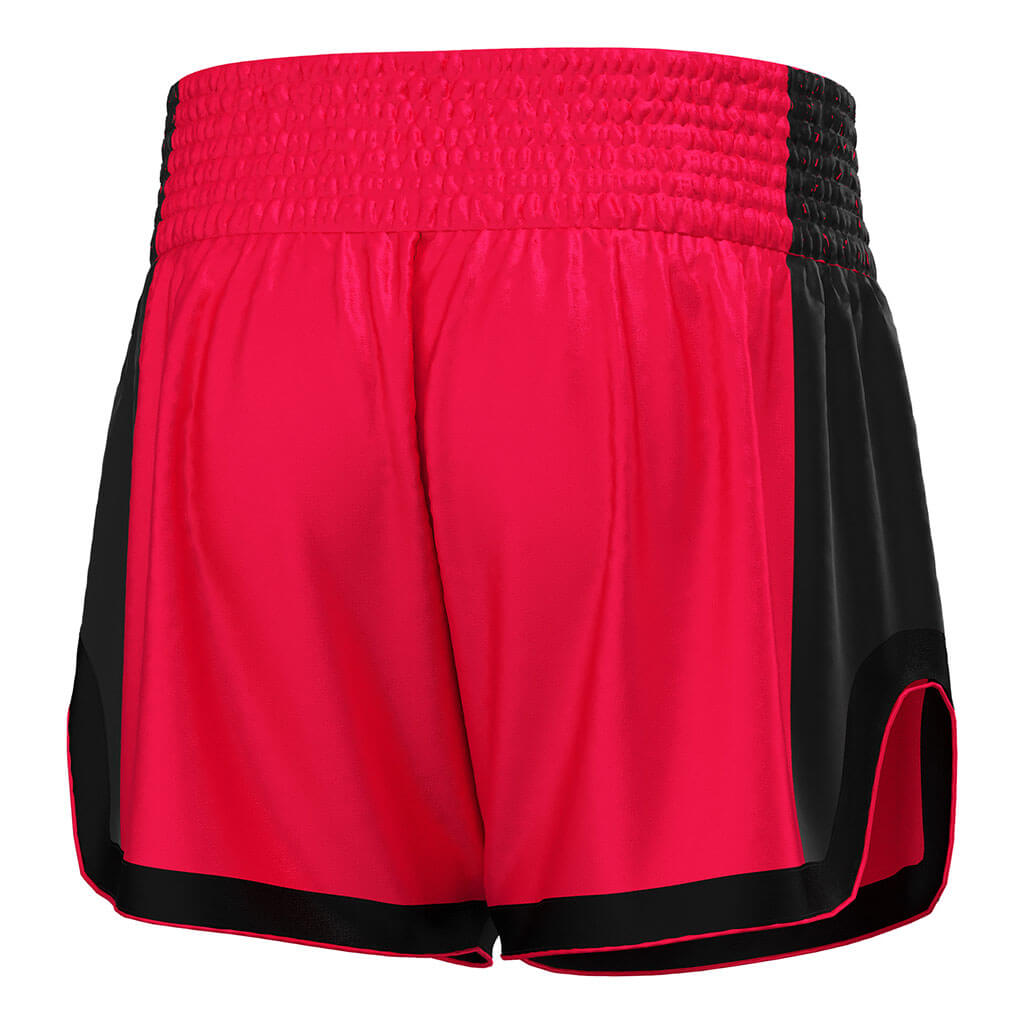 Red Combo Kick Muay Thai Shorts Classic Fight Design - right back