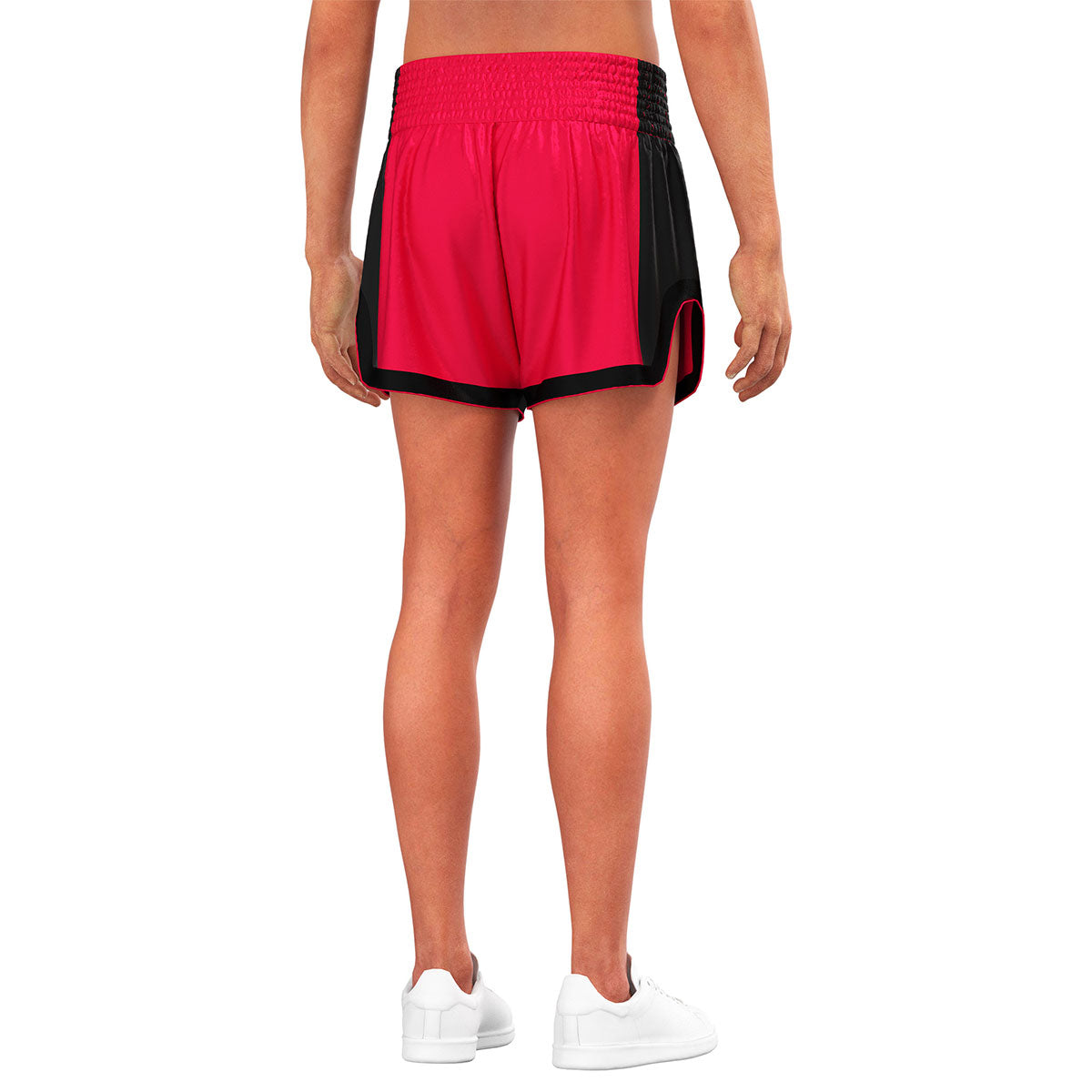 Male Model in Red Combo Kick Muay Thai Shorts Classic Fight Design - back