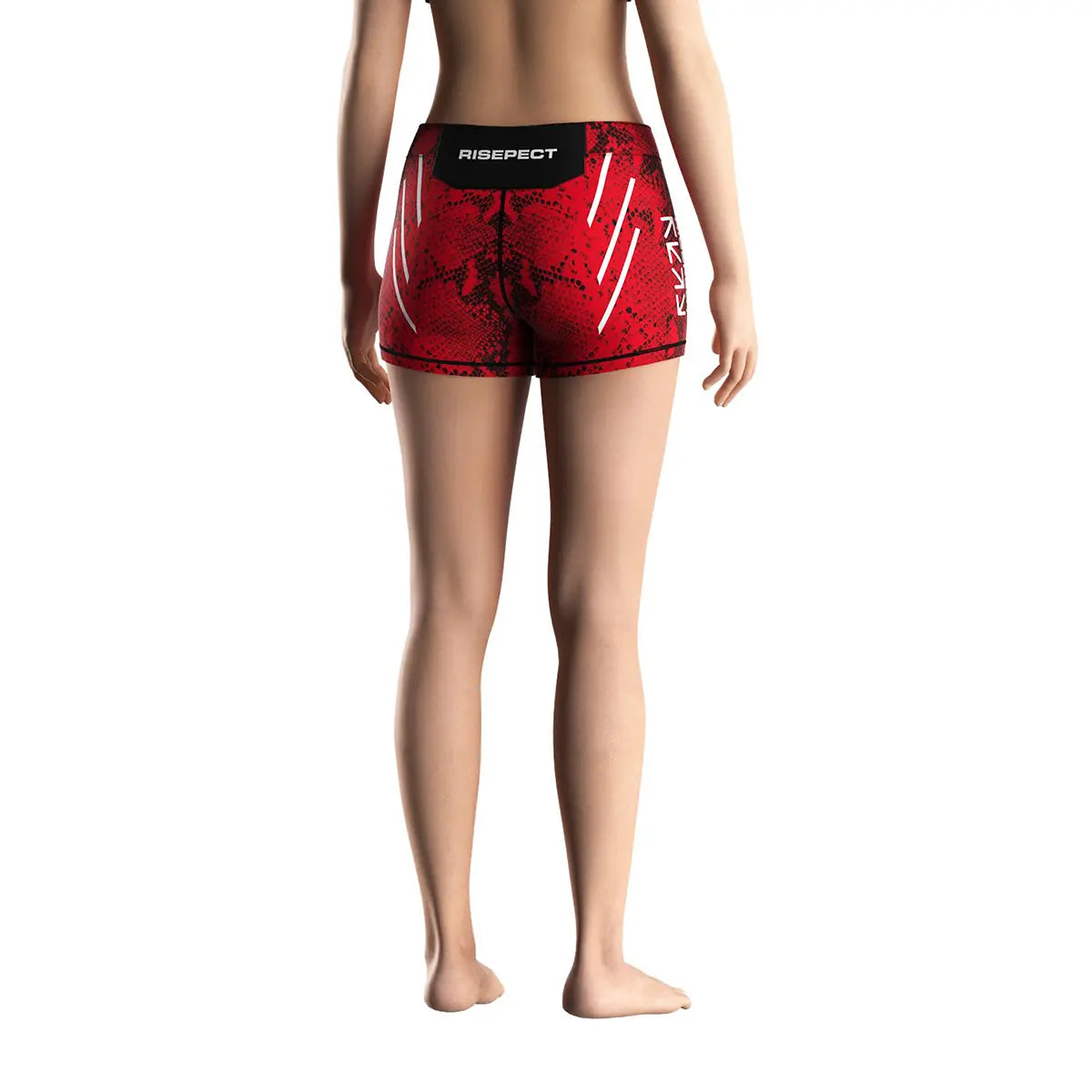 Female Model in Red Fang Women's Vale Tudo Shorts 2.0 Back View